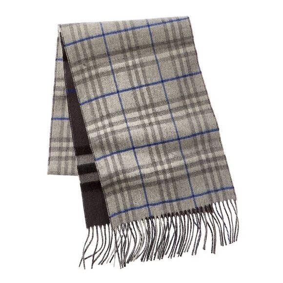 Burberry Reversible Check Cashmere Scarf, Grey - Picture 1 of 2